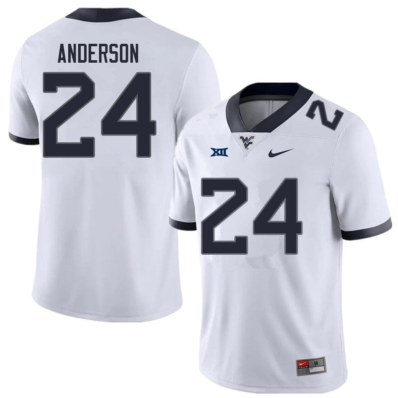 Men #24 Jaylen Anderson West Virginia Mountaineers College Football Jerseys Sale-White - Click Image to Close